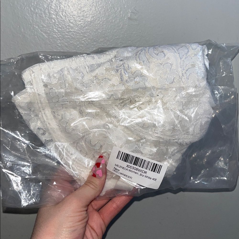 NWT MELENECA 40E Full Coverage Unlined Lace Underwire Sexy Lingerie Bra White